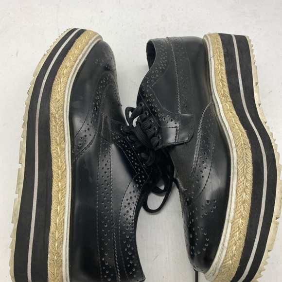 Prada espadrilles lace up platform black sz 39/8 - Picture 2 of 8